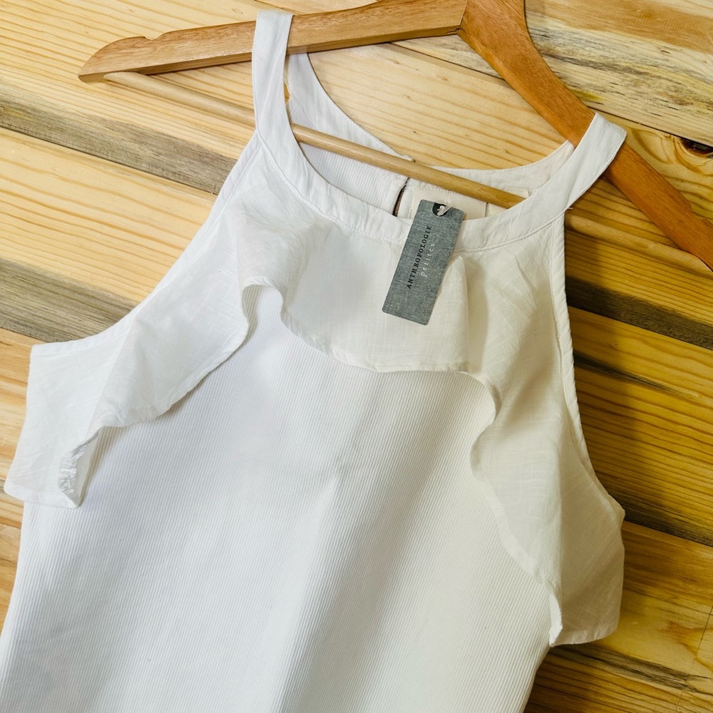 Anthropologie Maeve Cream Sleeveless Blouse